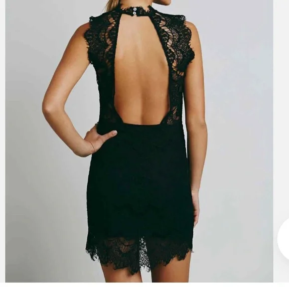 Free People Intimately Daydream Bodycon Slip Black Lace Sheath Dress - Picture 2 of 11